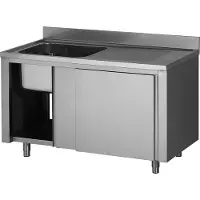 Saro Spülschrank, Schiebetüren, 1400mm, 1 Becken rechts