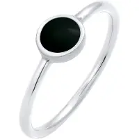 Elli Ring Solitär Stapelring Emaille 925 Silber Elli Schwarz