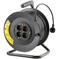 Technik PVC-Kabeltrommel 25m 4-fach 3x1.5mm² IP20 Schutzkontakt Schwarz