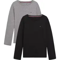 Tommy Hilfiger Boys 2-pack Ls Tee Medium Grey Ht/black Größe: 12-14 | T-Shirts Outlet | kids | Grau