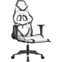 vidaXL Gaming-Stuhl mit Massage & Fußstütze Weiß & Schwarz Kunstleder