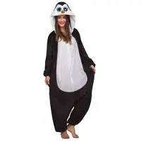 MOM Damenkostüm: Pinguin-overall Mit Kapuze Und Großen Augen