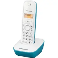 Panasonic KX-TG1611, DECT-Telefon, 50 Eintragungen, Anrufer-Identifikation, Türkis, Weiß