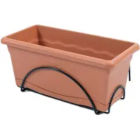 Plastiken 74819 Balkon-blumenkasten Mit Integrierter Platte Und Anthrazitfarbenem Träger 60x24 Cm