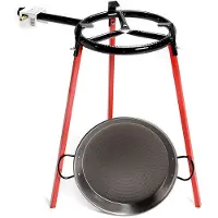 Vaello Polierte Paella-pfanne Mit Stativ Und Gasbrenner 38 Cm