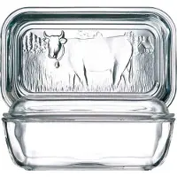 Luminarc Butterdose 114.843 Kuh, aus Glas, rechteckig, 17 x 10,5 x 7,4 cm, glasklar