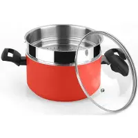 Fagor Maxima Dampfkochtopf Induktion 20 cm, Aluminium, Dampfkorb aus Edelstahl, Glasdeckel Rot