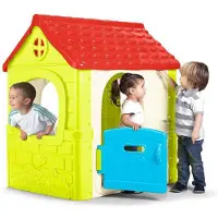 Famosa FEBER Spielhaus mit Flügeltür, leuchtenden Farben, 85x108x124 cm