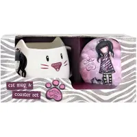 Santoro Tasse mit Untertasse Gorjuss Ruby wild Grau aus Keramik Untersetzer Kop