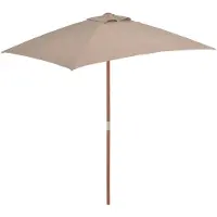 vidaXL Sonnenschirm mit Holz-Mast 150x200 cm Taupe