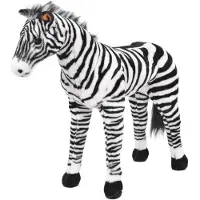 vidaXL Plüschtier Zebra Stehend Plüsch Schwarz und Weiß XXL