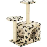 vidaXL Katzen-Kratzbaum Sisal 60 cm Beige Pfoten-Aufdruck
