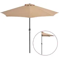 vidaXL Balkon-Sonnenschirm mit Alu-Mast Taupe 270x144 cm Halbrund