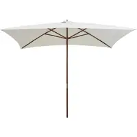 vidaXL Sonnenschirm 200x300 cm Holzmast Cremeweiß