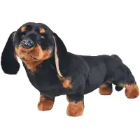 vidaXL Plüschtier Hund Dackel Stehend Plüsch Schwarz XXL