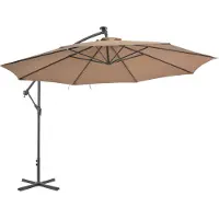 vidaXL Ampelschirm mit LED-Beleuchtung und Metall-Mast 350 cm Taupe