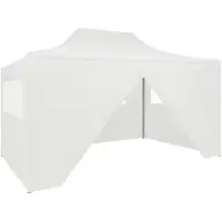 vidaXL Profi-Partyzelt Faltbar mit 4 Seitenwänden 280x410x315 cm Stahl Weiß