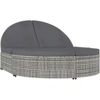 vidaXL Doppel-Sonnenliege mit Kissen Poly Rattan Grau