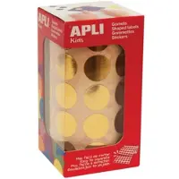 APLI Kids Sticker "Rund", auf Rolle, gold aus Papier, nicht ablösbar, 59 vorperforierte Blätter pro