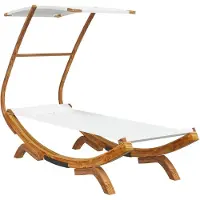 vidaXL Sonnenliege mit Dach 100x190x134 cm Bugholz Massiv Creme