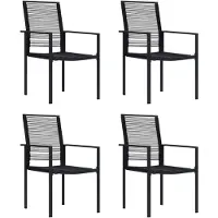 vidaXL Gartenstühle 4 Stk. PVC Rattan Schwarz