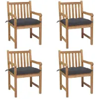 vidaXL Gartenstühle 4 Stk. mit Anthrazit Kissen Massivholz Teak
