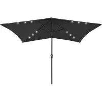 vidaXL Sonnenschirm mit LEDs und Stahl-Mast Schwarz 2x3 m