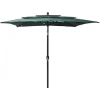 vidaXL Sonnenschirm mit Aluminium-Mast 3-lagig Grün 2,5x2,5 m