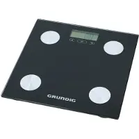 Grundig Waage Personenwaage Digital mit Körperanalyse: Fett und Muskelmasse - Speicher 12 Personen - Max 180 Kg - Glas - Schwarz