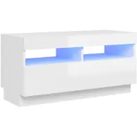 vidaXL TV-Schrank mit LED-Leuchten Hochglanz-Weiß 80x35x40 cm