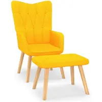 vidaXL Relaxsessel mit Hocker Senfgelb Stoff