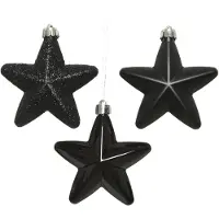 Décoris Christbaumschmuck Kunststoff Sterne Weihnachtsbaumschmuck Anhänger schwarz