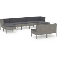 vidaXL 9-tlg Garten-Lounge-Set mit Auflagen Poly Rattan Grau Modell 11