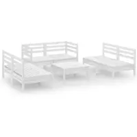 vidaXL 7-Tlg Garten-Lounge-Set Weiß Massivholz Kiefer 3082558