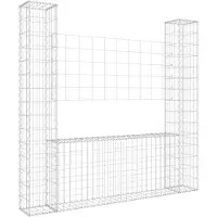 vidaXL Gabionenkorb U-Form mit 2 Säulen Eisen 140x20x150 cm