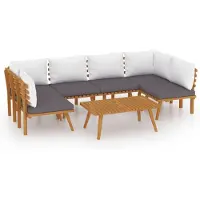 vidaXL 7-tlg. Garten-Lounge-Set mit Kissen Massivholz Akazie