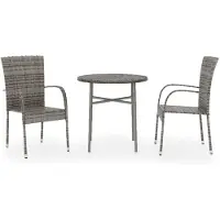 vidaXL 3-tlg. Garten-Essgruppe Poly Rattan Grau