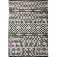 vidaXL Outdoor-Teppich Flachgewebe 140x200 cm Schwarz Gestreift