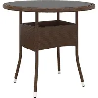 vidaXL Gartentisch Ø80x75 cm Hartglas und Poly Rattan Braun