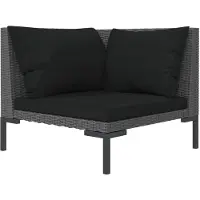 vidaXL Gartensofa mit Kissen Halbrundes Poly Rattan