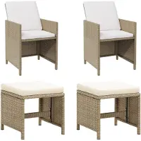 vidaXL Gartenstühle mit Hocker 2 Stk. Poly Rattan Beige