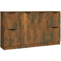 vidaXL Sideboards 3 Stk. Räuchereiche Holzwerkstoff