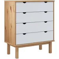 vidaXL Schubladenschrank OTTA Braun&Weiß 76,5x39,5x90 cm Massivholz