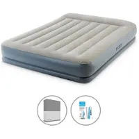 OEM Luftmatratze 2er - 152 x 203 x 30 cm - Grau - Mit Kompressor - Bettwäsche und Reparaturset
