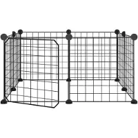 vidaXL 8-Panel-Haustierkäfig mit Tür Schwarz 70x70x35 cm Stahl