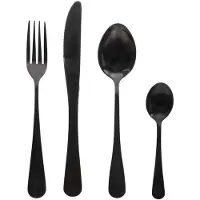 JJA SG Secret de Gourmet Besteck-Set Shadow 16-tlg., Essbesteck für 4 Personen, Edelstahl, Schwarz, 154001