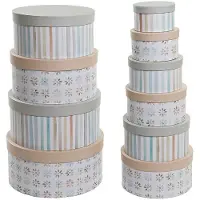DKD Home Decor Set of Stackable Organising Boxes Multicolour Cardboard 37,5 x 37,5 x 18 cm