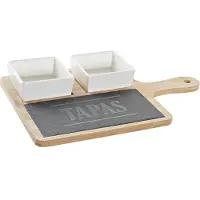 DKD Home Decor Tapas Set Schalen, Brett und Schieferplatte