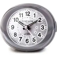 Timemark Analoger Wecker Grau LED Leicht Leise Snooze Nachtbetrieb 9 x 9 x 5,5 cm (9 x 9 x 5,5 cm)