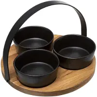 Secret De Gourmet 4-teiliges Snack-Set aus schwarzem Akazienholz